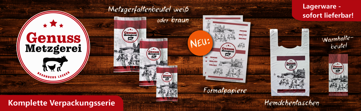 Metzgertüten, Faltenbeutel, Fleischerbeutel, Metzgermotiv