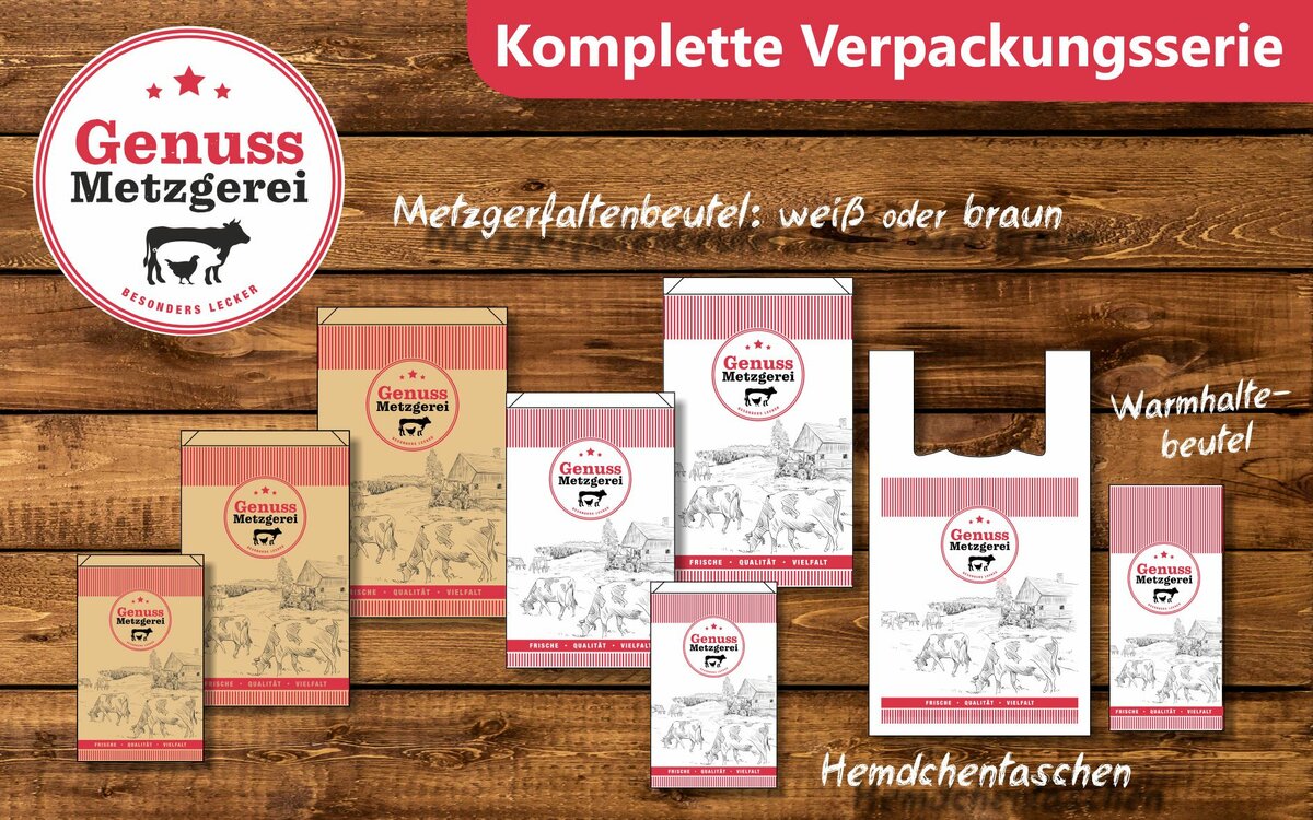 Metzgertüten, Waremhaltebeutel, Tragetaschen für Metzgereien und Fleischereien